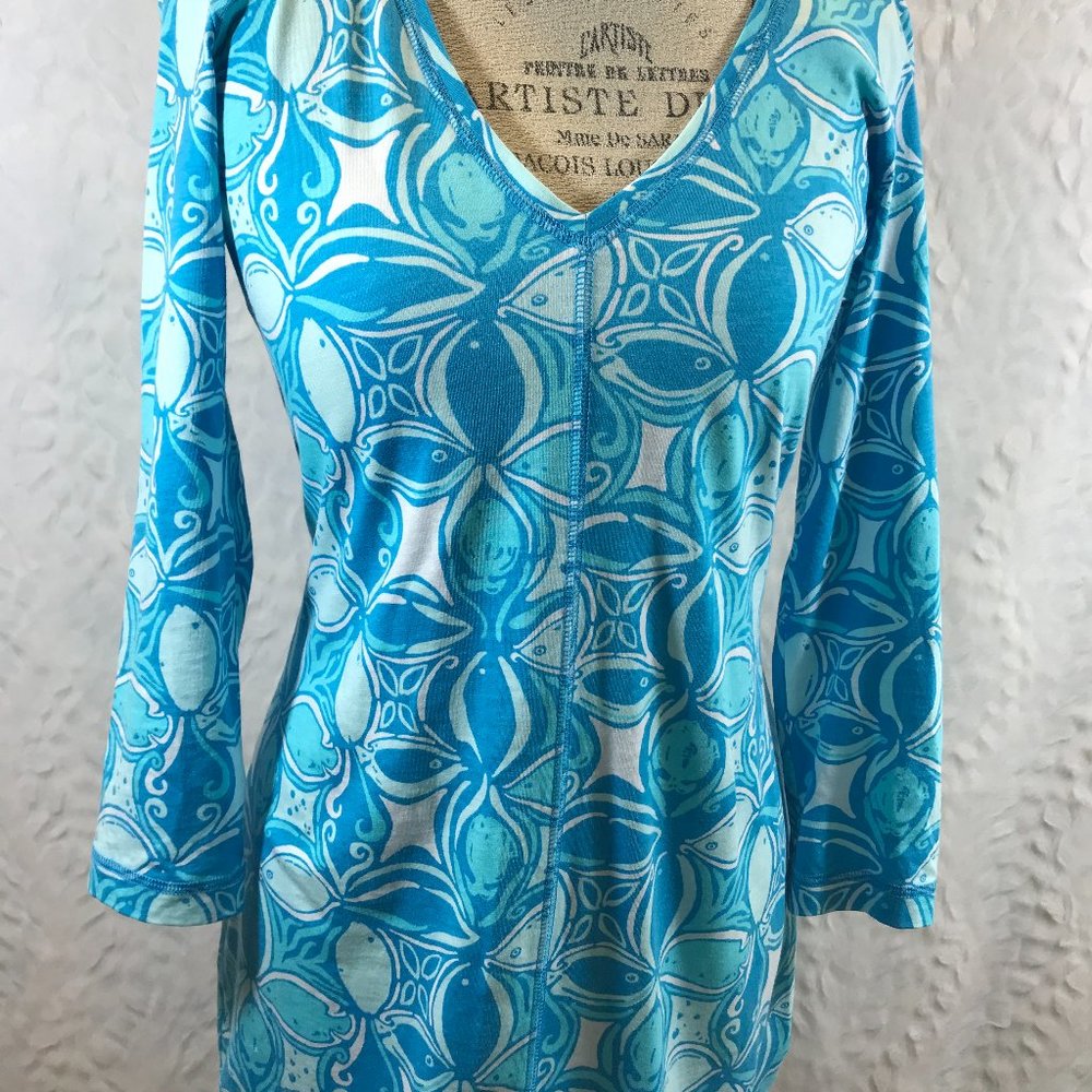 Lilly Pulitzer Paradise Fish Body Con Dress V neck - Picture 2 of 7
